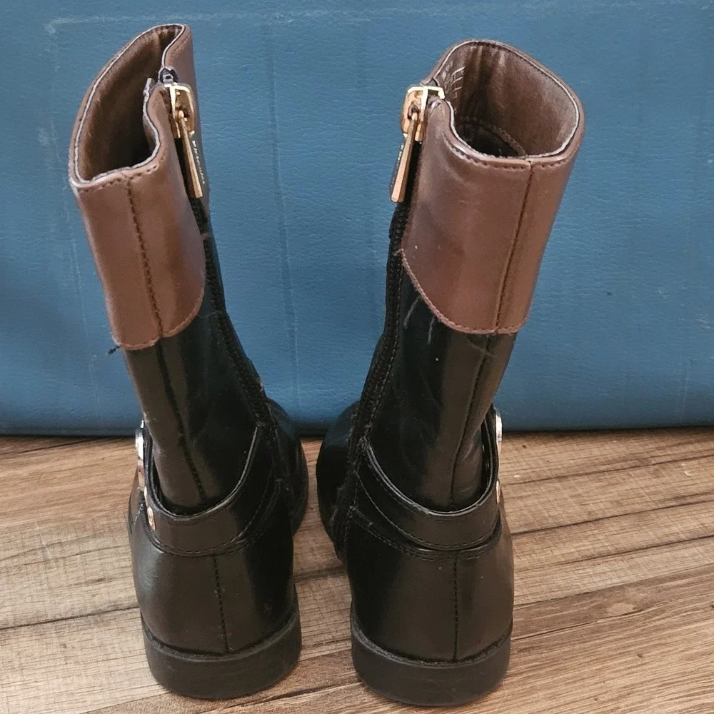 Michael Kors Emma Derby‎ Girls Black Brown Tall Boots Size 5